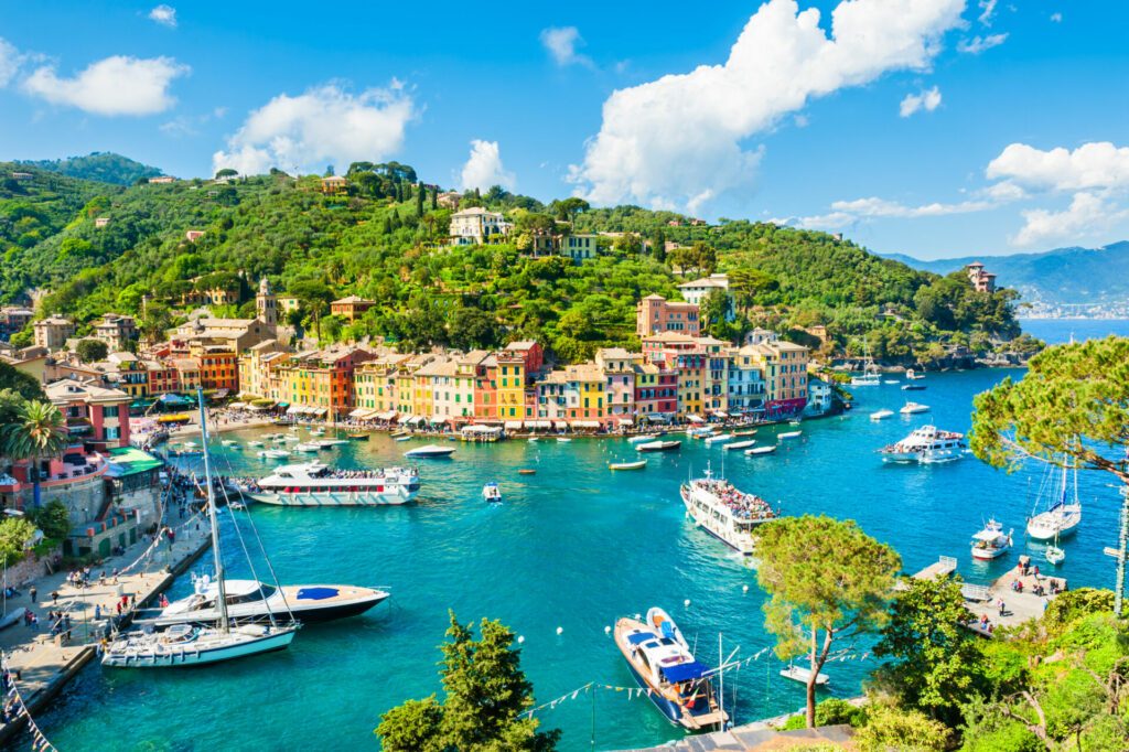 Schöner Blick auf Portofino, Ligurien, Italien