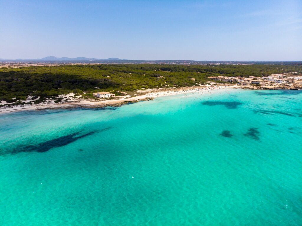 Luftaufnahme des Strandes Es Trenc