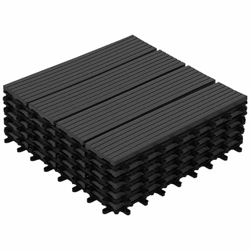 IDMarket - 5er-Pack WODHY Terrassenfliesen mit Klicksystem aus Holzverbundstoff Schwarz